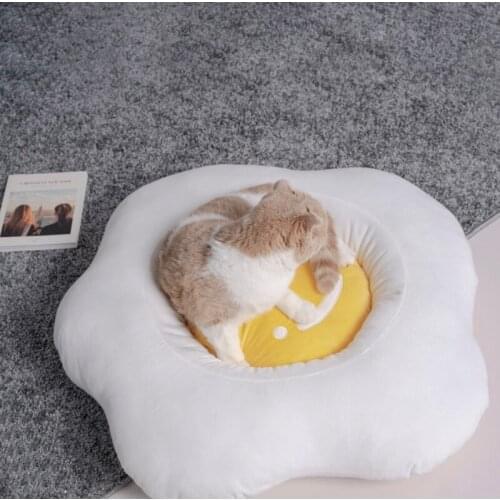 Lovely Soft Cartoon Fried Eggs Shape Cat Dog Mat Cat Mat Non-Slip Mat Cat Carpet For Pets Kitten Puppy Dog Home Bed Supplies NN7