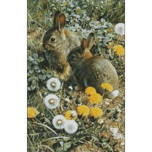 Two cute Bunny Animal Cross Stitch Kits Top Quality Sewing Kit Embroidery Needlework DIY 14CT Unprinted Decor Handmade