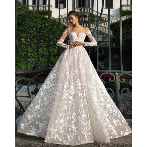 New Arrival Ball Gown Wedding Dresses Long Sleeve Bridal Gown Gorgeous Robe de Mariage Princesse de Luxe Gelinlik Sexy