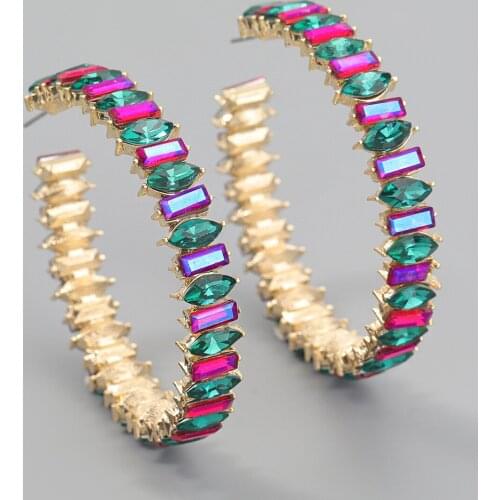 New Arrival Shiny Rhinestone Drills Hoop Earrings For Women Jewelry Fashion Ladys' Statement Earrings Accessories