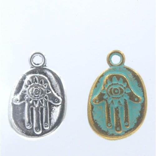 20pcs/lot Eye With Palm Metal Charm Pendant For Jewelry Making Supplies Tibetan Silver, Ancient Bronze 13mm*20mm Jewelry Fitting