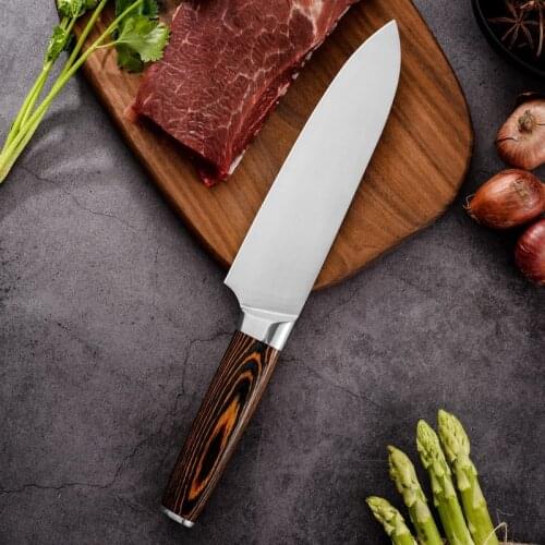 7 inch 5Cr15mov Stainless Steel Professional Chef Knife Japanese Kitchen Knives Meat Cleaver Santoku Knife Vegetable Slicer