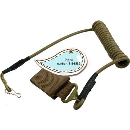 Adjustable Tactical Pistol Hand Gun sling Secure Spring Lanyard Sling Outdoor Combat Gear Sand