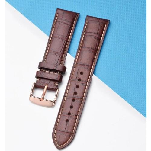 BISONSTRAP Leather Replacement Band 14mm 18mm 19mm 20mm 21mm 22mm Dress Bracelet Rose Gold Steel Buckle Wrist Watch Band
