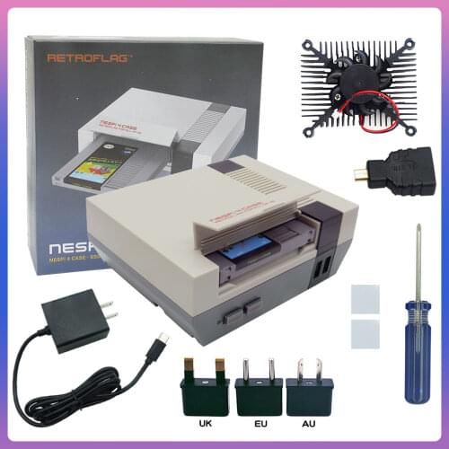Retroflag NESPi 4 Case for Raspberry Pi 4 Case with SSD Case, Cooling Fan, Adapter & Heatsinks for Raspberry Pi 4 Model B