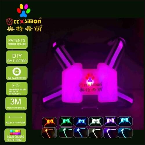 Harness small dog for large dogs 7 in 1 color Dog Harness Glowing USB Led Collar Puppy Lead Pets Vest