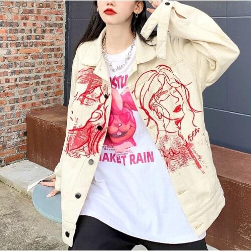 Streetwear Style Denim Jacket Chic Embroidery Casual Loose Jean Jacket Women Coat Korea Fashion Jacket Woman Clothes SL167