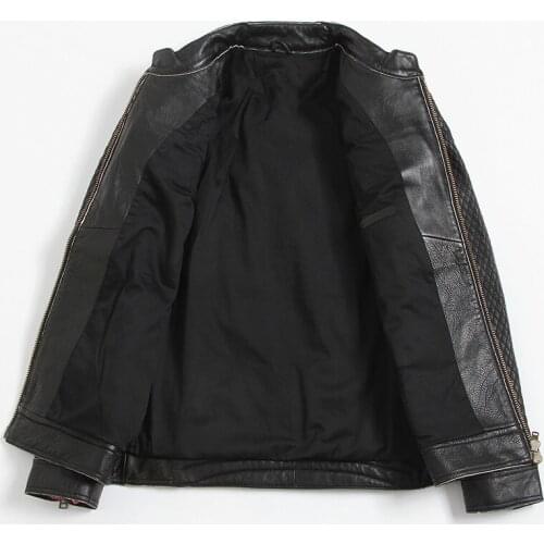 2021 Vintage Black Men Skull Pattern Leather Jacket Plus Size XXXL Genuine Thick Cowhide Slim Fit Motorcycle Coat