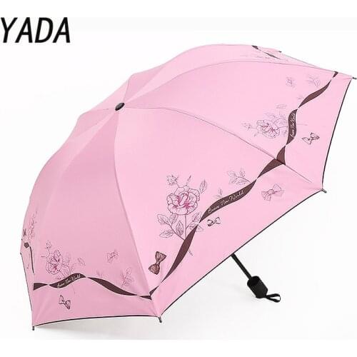 YADA Premium Quality Rose Flowers Pattern Umbrellas Rain uv 3 Folding Umbrella For Women Designer Umbrellas Female YS210013