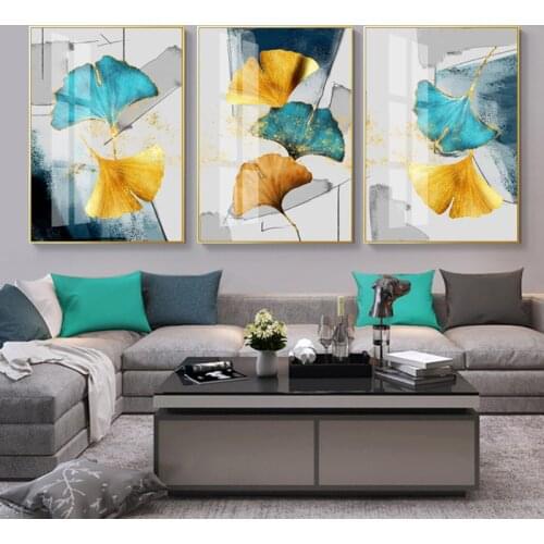 Green and Golden Leaves Nordic Korea Style Decoration Maison Moderne Salon Wall art Printing Living Room Cuadros Posters Prints