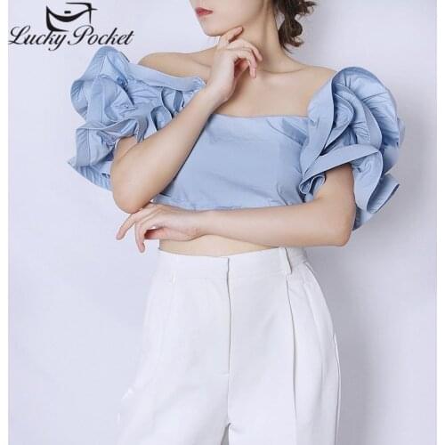 Women Summer Fashion Solid Color Crop Butterfly Sleeve T-shirt Female New Blue Slash Neck Tops Ladies Casual Purple Tees ML105