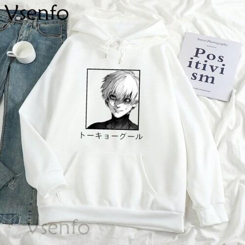Japan Anime Hoodies Tokyo Ghoul Kaneki Ken Eyes Print Pullovers Hoodie Loose Hip Hop Sweatshirt Streetwear Harajuku Women Hoody
