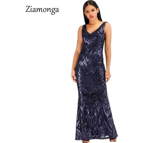 Ziamonga Sexy Sequined Long Summer Dress Elegant Off Shoulder Evening Party Dress 2020 Women Long Dress Sexy Bodycon Maxi Dress