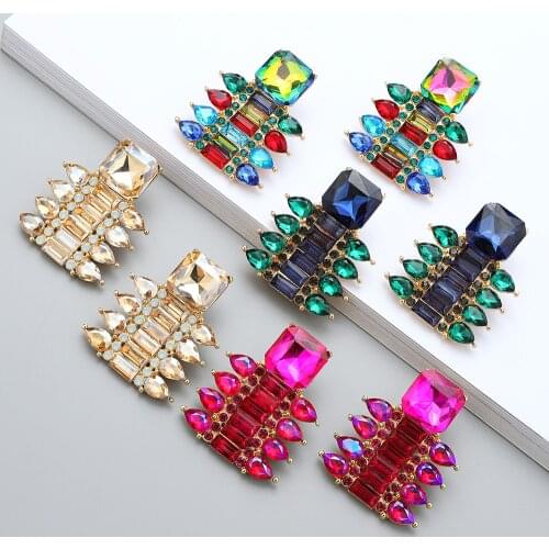 Ztech New Design Big Drop Crystal Earrings For Women Luxury Geometric Shiny Rhinestone Wedding Party Jewelry High Quality