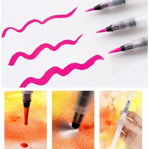 1/3Pcs Refillable Water color Brushes Drawing Pen Soft Head S/M/L Watercolor Brush Ink Pen for Painting Calligraph Drawing Art