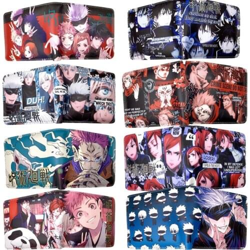 1 Pcs Cute Japan Anime Jujutsu Kaisen Wallet Short Purse Figure Yuji Itadori Gojo Satoru PU Money Bag with Coin Pocket Toys Gift