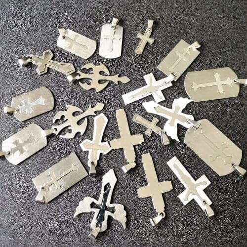 10Pcs/Bulk Wholesale Mix Jesus Cross Pendants For Jewelry Making Man Women Christian Catholic Necklace Chains Drop Accessory