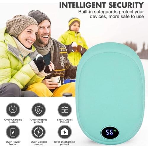 2 In 1 USB Heater Rechargeable Electric Warmer Quick Hand Warmer Heat Heater Light Safety Pocket Mobile Power 10000 mAh
