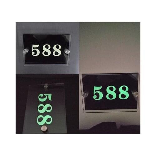 20x14cm Custom Clear Acrylic Signs Door Plates with Luminous Stereo Word Acrylic Back Panel house number plate