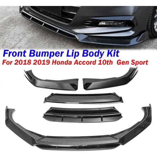 4Piece Car Front Bumper Lip Splitter Body Kit Spoiler Splitter Front Bumper Lip For Honda Accord 10th 2018 2019 Gen Sport