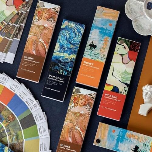 40pcs Famous Artist Van Gosh Pantone Washi Paper Sticker Pad Creative Scrapbooking Deco Sticker Bookmark