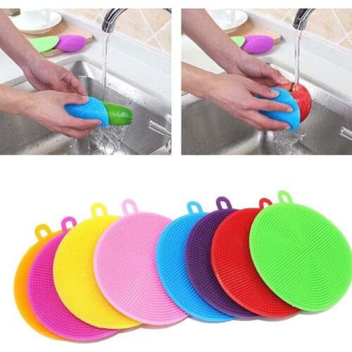 5Pcs Silicone Dishwashing Brush Coaster Kitchen Pot Decontamination Cleaning Scouring Pad Fruit And Vegetable Cleaning Brush