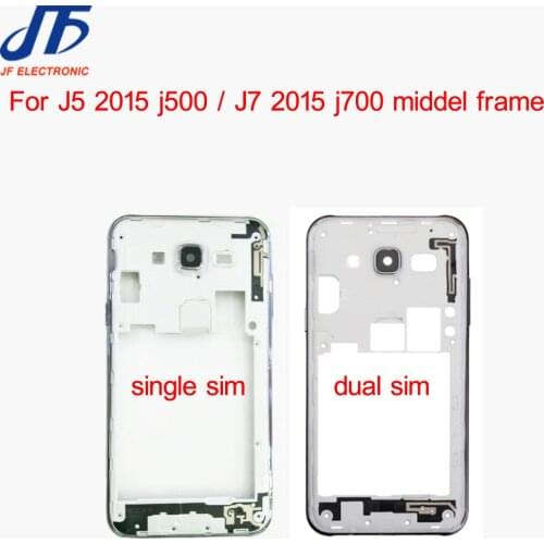 50pcs/lot Middle Plate Frame Bezel Housing Cover with camera lens For Samsung Galaxy J5 J500 J500F J7 J700 J700F (2015 version)