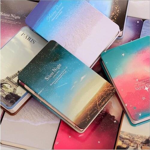 A6 Star rainbow Diary Notebook Color Paper Metal Cover Silent Night Notepad Book Journey Diary Note Book Random Color
