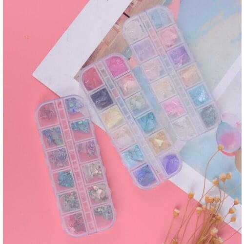 Sequin Holographic Abalone Slice Flake HOT 3D Manicure Charm Polish Nails 12 Grids Irregular Mermaid Broken Shell Nail Glitter