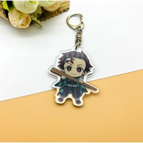 Cartoon Anime Keychain Demon Slayer Kawaii Classic Comic Kamado Tanjirou Kamado Nezuko Key Ring Holder For Women Man Trinket