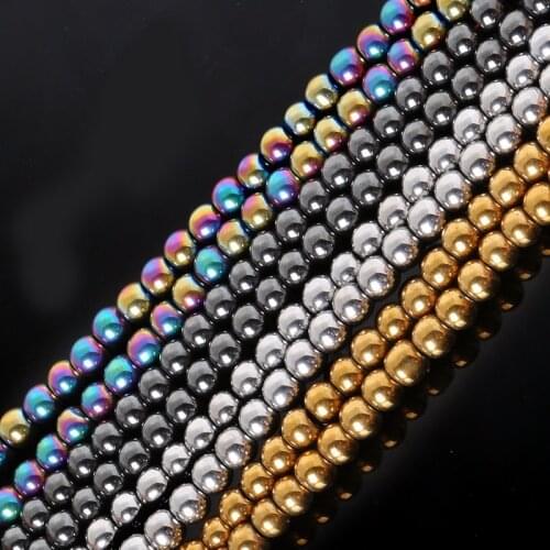 Top quality Natural Stone Black Hematite beads Round Loose bead Stone Beads 77pcs/lot 6MM For DIY Jewelry bracelet Making