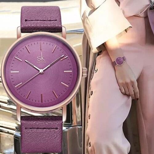SK Fashion Ladies Leather Strap Business Watches Luxury Womens Watch Female Simple Dial Wristwatch Relogio Feminino Montre Femme