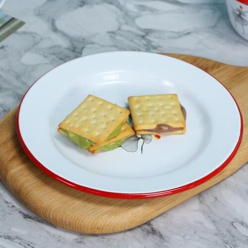 Enamel Plate Rice Plate Old-Fashioned Nordic Simple Plate Restaurant Decorative Tray Subnet Red Plate Rice Plate Dancer Dish