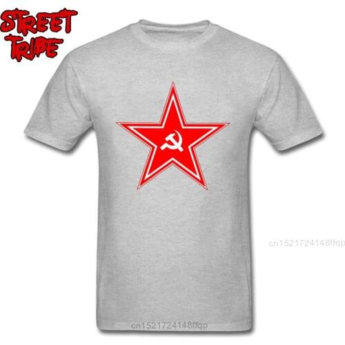 Grey T-shirt Men Red Star Print T Shirts CCCP Logo Tees Custom Labor Day C C C P Clothing Family Groups Tshirt Geek Geometric