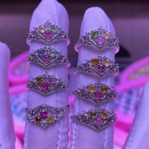 Pure natural tourmaline row ring silver 925 women jolleria de mujer bijuteria feminina anel prata anillos pareja plata bague