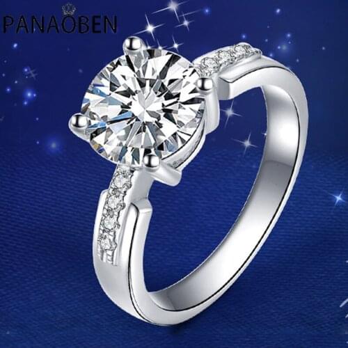 Classic Trendy Real S925 Sterling Silver Rings Women Elegant Luxury Platinum Exquisite Diamond Jewelry Engagement Wedding Party