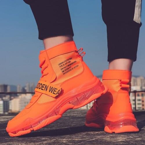 New Fashion Men High Top Shoes Designer Chunky Sneakers 2021 Spring Autumn Casual Comfortable Mens Trainers Sepatu Sneaker Pria