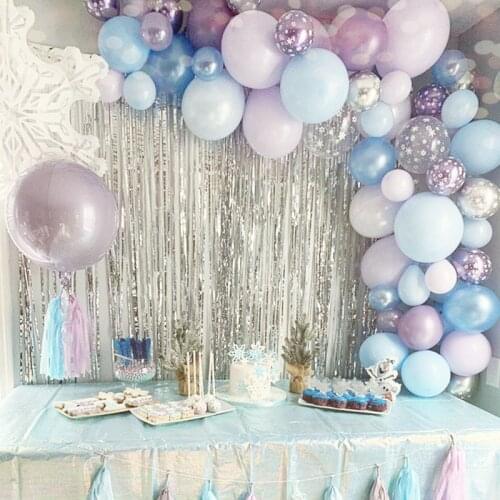 Ice Princess party Decoration heart Foil Balloons blue purple latex balloon Birthday Balloon Decor Wedding Winter DIY Party