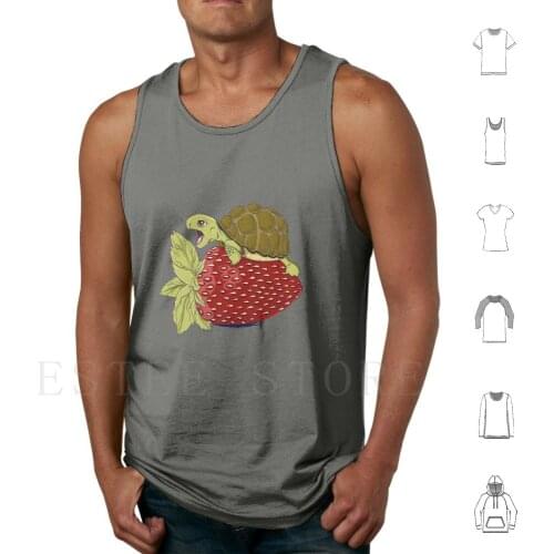 Turtle Berry Tank Tops Vest Sleeveless Turtle Cute Strawberry Berry Mutant Cartoon Animal Reptile Dino Dinosaur Rawr