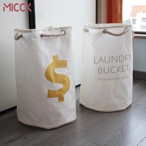 MICCK New Kid Toys Storage Basket Large Capacity Dirty Clothe Basket Cotton Rope Portable Clothing Storage Bucket Laundry Basket