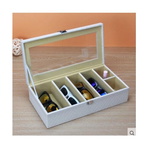 Fashion wooden stucture PU leather6-grid glasses,suglasses storage box jewelry display jewelry organizer for sunglass YJ006
