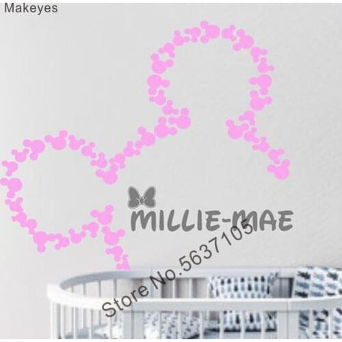Makeyes Wall Art Custom Baby Names Wall Sticker Home Kids Bedroom Wall Decor Sweet Decoration Art Design Vinyl Mouse Head Q038