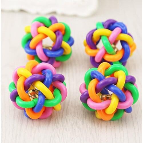 New Popular Puppy Dog Toys Ball With Bell For Small Dogs Pet Ball Rainbow Color Chew Toys Play For Teeth Training Pet Products