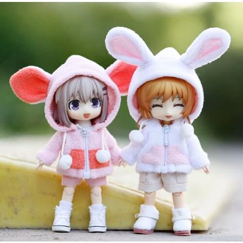 BJD doll clothes 1/12size and OB11 doll clothes size cute cute hat animal coat rabbit clothes dinosaur clothes pig clothes etc