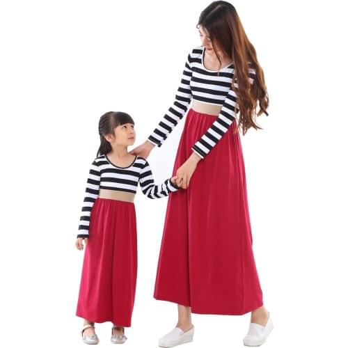 Mommy and me family matching dress mother daughter dresses clothes striped mom and daughter dress kids parent child outfits