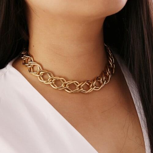 Exaggerated Geometric Metal Chokers Necklaces for Women Gold Color 2020 Fashion Jewelry Clavicle Chain Short Necklace New