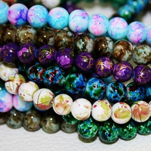SALE 6MM Round Assorted Colorful Glass Beads Rose Blue Green Loose Beads For Necklace Bracelet Making Women Men Jewelry