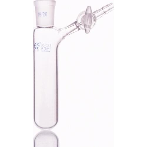 Reaction tube with glass valve and standard gr mouth,Capacity 50ml and joint 19/26,High borosilicate glass
