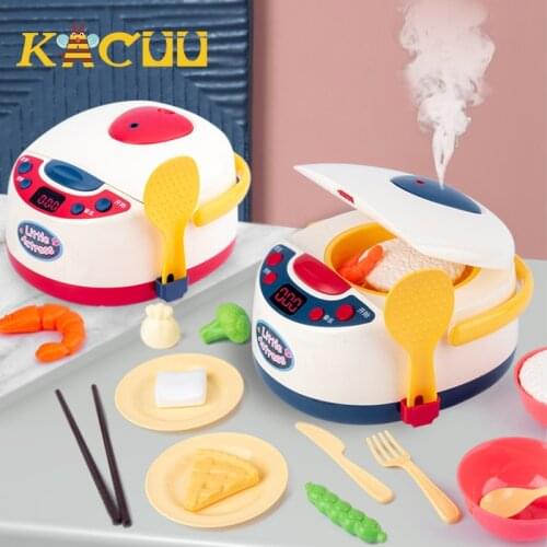 19Pcs Realistic Electric Cooker Kids Kitchen Miniature Toys Cooking With Spary Sound Interactive Furniture Toys For Girls Boys