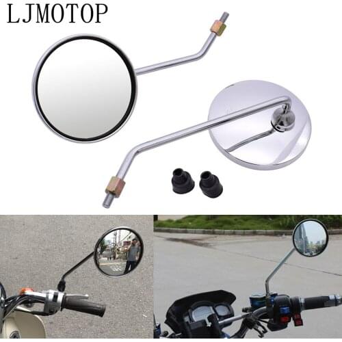 Silver motorcycle mirrors rearview Side Mirror round mirror 8mm/10mm For Moto Guzzi STELVIO V7/V9 Classic Racer Stone Special